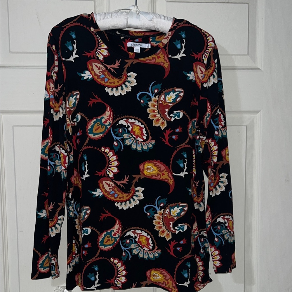 Chico's Multicolor Paisley Long Sleeve Blouse